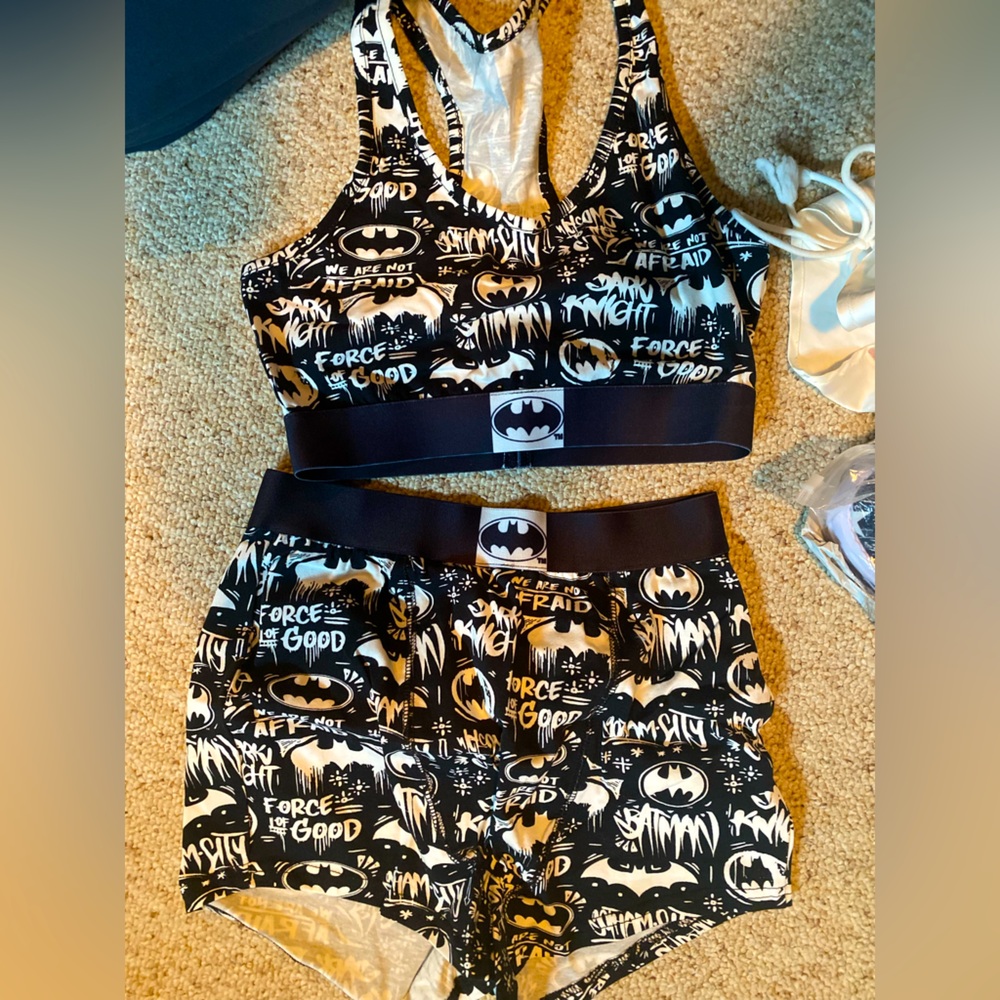 Women’s SM sports bra/boyshort set, Batman, sleepwear.